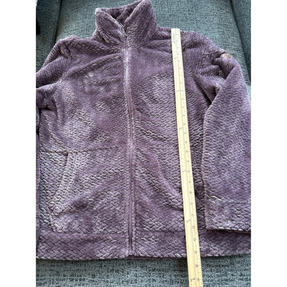Free Country Womens Mauve Purple Textured Faux Fur Full Zip‎ Fleece Jacket Large - Picture 3 of 8